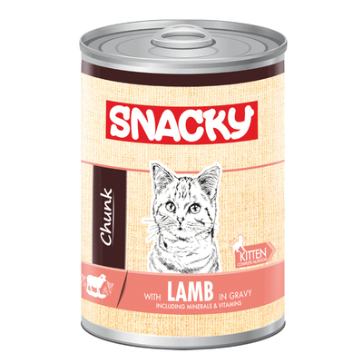 Snacky - Snacky 12'li Koli-400 gr Chunk/Konserve Kuzulu Yavru Kedi