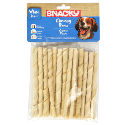 Snacky - Snacky Beyaz Köpek Burgu Çubuk 15'li *13cm *105g *10 Paket