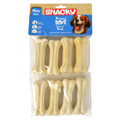 Snacky - Snacky Beyaz Köpek Çiğneme Kemiği 7,5cm *8'li *180g *10 Paket