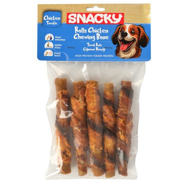 Snacky Füme Tavuk Rulo Köpek Ödül 5'li *7,5cm *100g *6 Paket