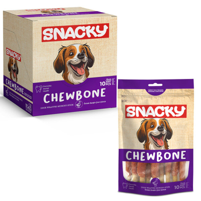 Snacky - Snacky Munchy Ördek Sargılı Köpek Ödül 10'lu *13cm *120g *6 Paket