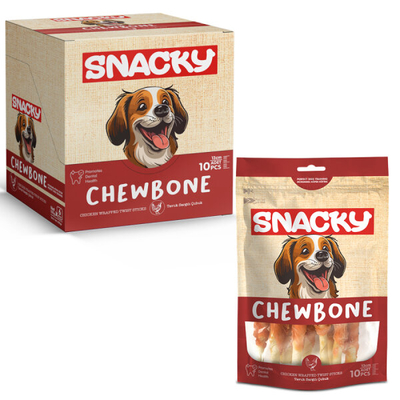 Snacky - Snacky T. Tavuk Sargılı Çubuk Köpek Ödül 10'lu *13cm *100g *6 Paket.