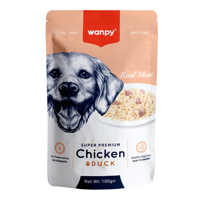 Wanpy 100g Pouch Tavuk&Ördek Yaş Köpek Maması 12 Adet - Thumbnail