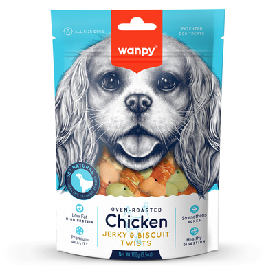 Wanpy - Wanpy Bisküvi Üzeri Tavuk Sargılı 100gr BA-04H Köpek Ödül