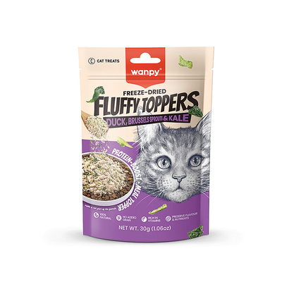 Wanpy - Wanpy Dondurularak Kurutulmuş Fluffy Toppers – Ördek, Brüksel ve Kara Lahana - 30g