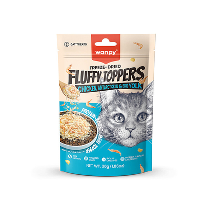 Wanpy Dondurularak Kurutulmuş Fluffy Toppers – Tavuk, Karides ve Yumurta Sarısı - 30g - Thumbnail