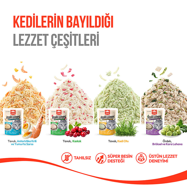 Wanpy Dondurularak Kurutulmuş Fluffy Toppers – Tavuk, Karides ve Yumurta Sarısı - 30g