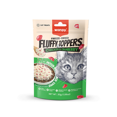 Wanpy - Wanpy Dondurularak Kurutulmuş Fluffy Toppers – Tavuk & Kızılcık - 30g
