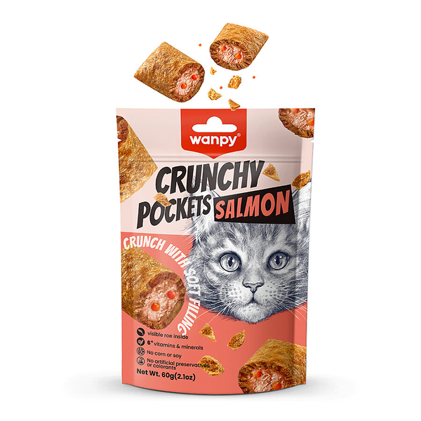 Wanpy Kedi Crunch Ödül Somon & Havyar 60g – 10'lu