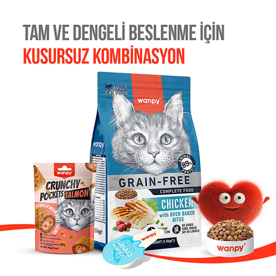 Wanpy Kedi Crunch Ödül Somon & Havyar 60g – 10'lu - Thumbnail
