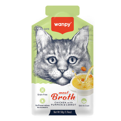 Wanpy - Wanpy Kediler için Bal Kabağı & Havuçlu Tavuk Eti Çorbası 50gx12 Adet