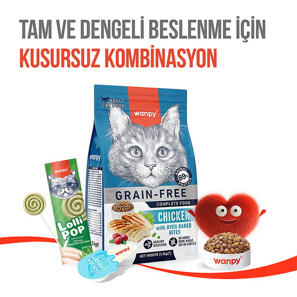 Wanpy Kediler İçin Dondurularak Kurutulmuş Lolipop - Kedi Otu - 1.4 g*10'lu
