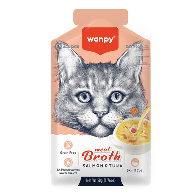 Wanpy - Wanpy Kediler için Somon & Ton Balığı Eti Çorbası 50gx12 Adet