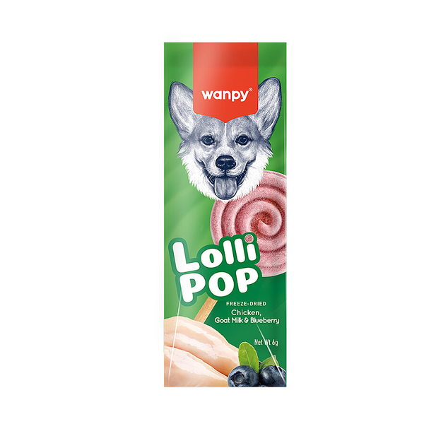 Wanpy Köpekler İçin Dondurularak Kurutulmuş Swirlpop – Yaban Mersinli - 6 g*10'lu
