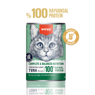 Wanpy Tahılsız Kedi %100 Gerçek Et 375 gr Ton Balıklı Konserve 12 Adet - Thumbnail