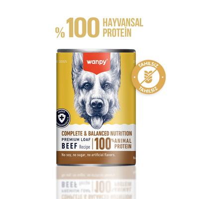 Wanpy Tahılsız Köpek %100 Gerçek Et 375 gr Biftekli Konserve 12 Adet - Thumbnail
