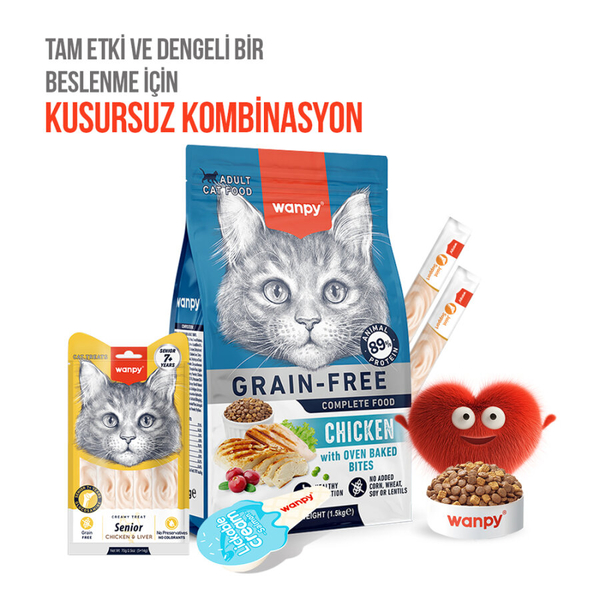 Wanpy Tavuklu & Ciğerli 12’li – 7+ Yaş Kedi Krema Ödülü 5×14 g