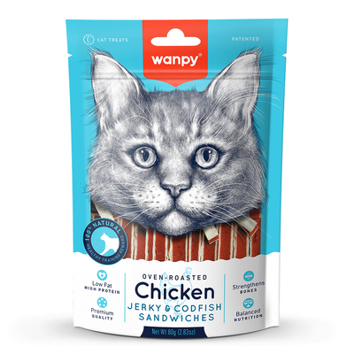 Wanpy - Wanpy Tavuklu&Morina Balıklı Kedi Ödülü 80g