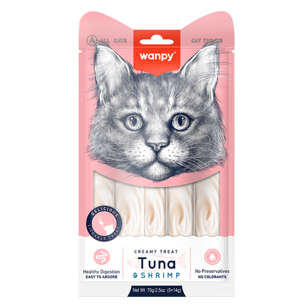 Wanpy Ton&Karides 12'li-Krema Ödül 5x14gr RA-050 Likit Kedi Ödülü